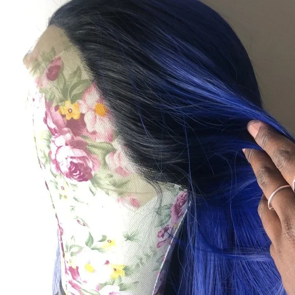 K Jenner blue ombre straight lace front wig *NEW*